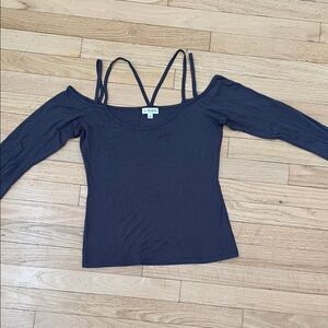 Guess Women's Grey Strappy Long Sleeve Top for Formal and Casual Wear, size Med